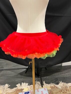 Women Tulle Mini Skirt with Rainbow Ruffle Hem